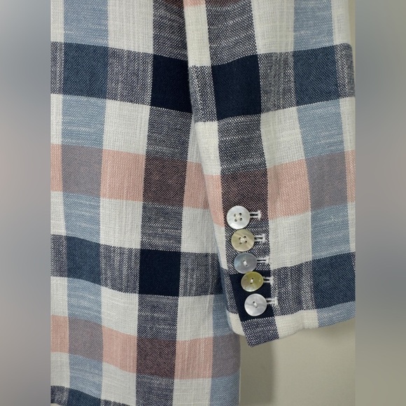 Veronica Beard Upcollar Schoolboy Dickey Blazer Blue Pink Gingham Plaid Size 2 - Picture 12 of 15